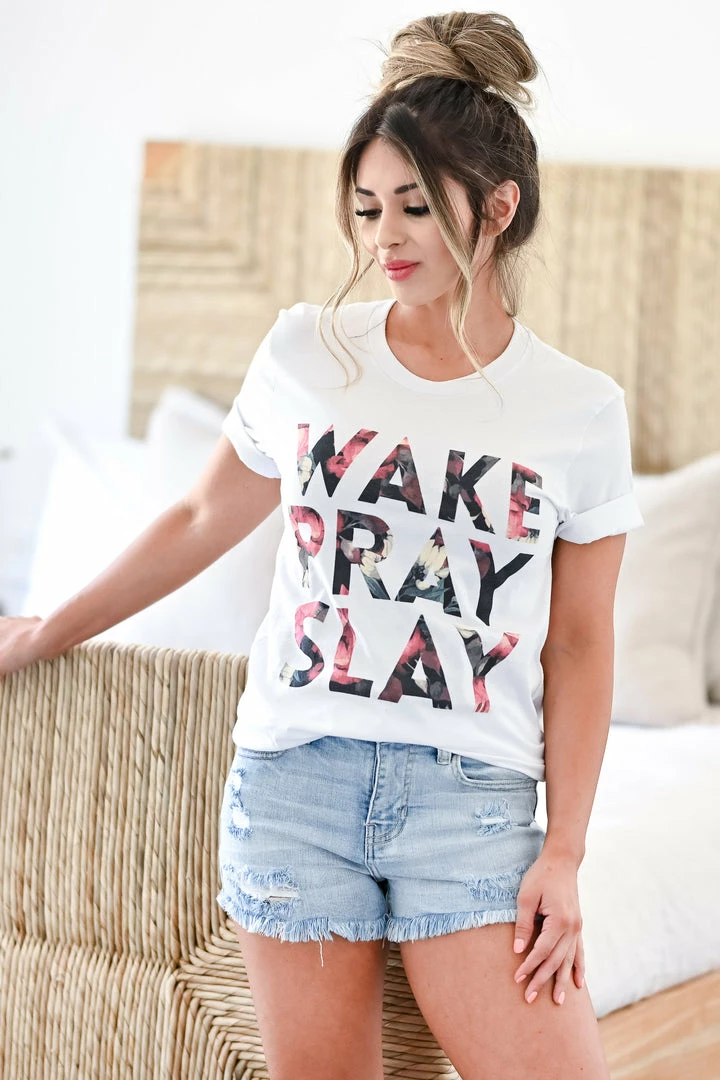 KA "Wake Pray Slay" Graphic Tee - White New Arrivals 3 KA "Wake Pray Slay" Graphic Tee - White New Arrivals