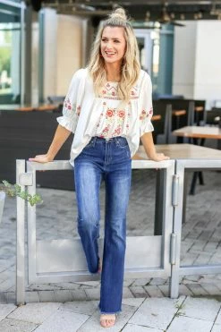 Bottoms RISEN Mila Flare Jeans - Dark Wash