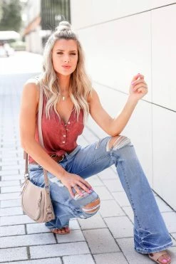 PO Catch You Later Henley Tank - Brick New Arrivals