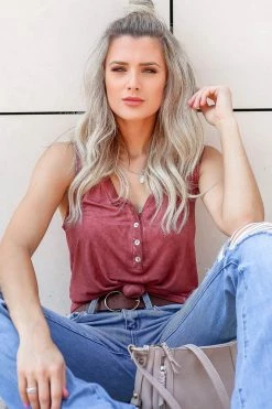 PO Catch You Later Henley Tank - Brick New Arrivals