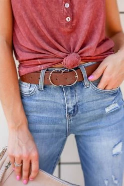 AC Talk To Me Textured Double Ring Belt - Coffee