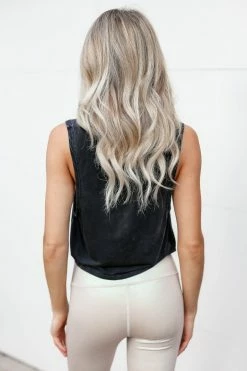 Mono B Be Inspired Cropped Tank - Vintage Black Large