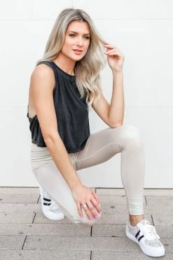 Mono B Be Inspired Cropped Tank - Vintage Black Large