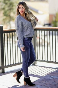 Mainstrip Apparel She's A Riot Frayed Sweater - Grey