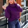 Newbury Kustom Good One Mock Neck Sweater - Plum Small