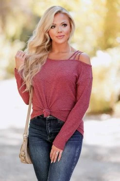 First Love 2XL News Flash Strappy Top - Wine