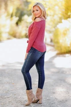 First Love 2XL News Flash Strappy Top - Wine