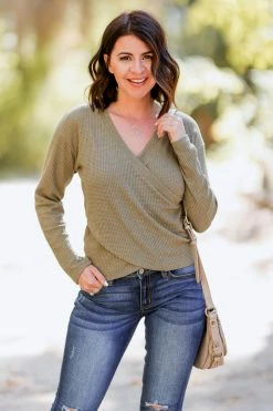 PR-01 CBRAND Keep In Touch Wrap Top - Olive