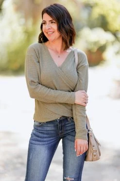 PR-01 CBRAND Keep In Touch Wrap Top - Olive