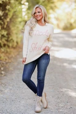 NK-01 Small CBRAND "Made To Shine" Sweater - Ivory