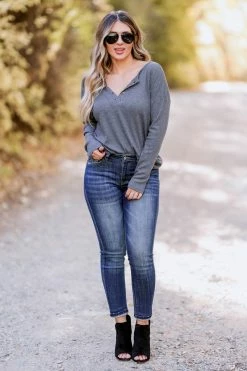 First Love In A Dream Long Sleeve Top - Charcoal