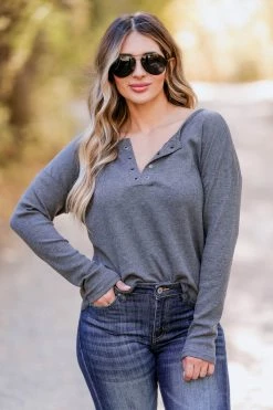 First Love In A Dream Long Sleeve Top - Charcoal