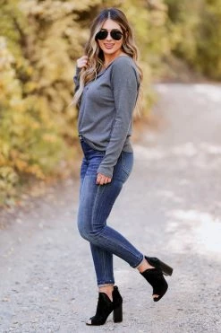 First Love In A Dream Long Sleeve Top - Charcoal