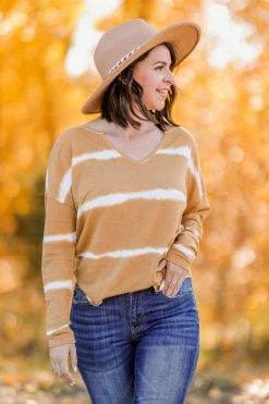 First Love Too Easy Striped Top - Mustard Small