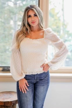 Promesa Medium Falling Fast Peasant Top - Cream 11 Promesa Medium Falling Fast Peasant Top - Cream