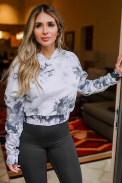 MA-01 CBRAND Just Chillin' Tie Dye Cropped Hoodie - Ivory 1XL