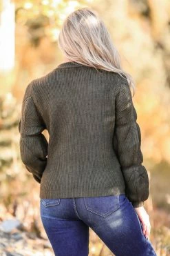 PR-01 CBRAND Call You Mine Bubble Sleeve Sweater - Olive