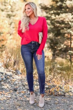 NK-01 Small CBRAND All Smiles Knit Sweater - Red