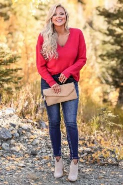 NK-01 Small CBRAND All Smiles Knit Sweater - Red 9 NK-01 Small CBRAND All Smiles Knit Sweater - Red