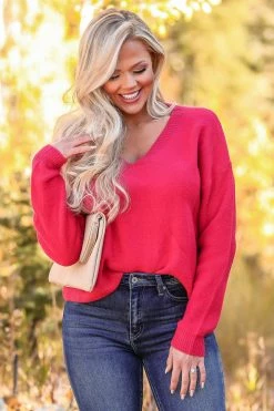 NK-01 Small CBRAND All Smiles Knit Sweater - Red