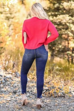 NK-01 Small CBRAND All Smiles Knit Sweater - Red 10 NK-01 Small CBRAND All Smiles Knit Sweater - Red