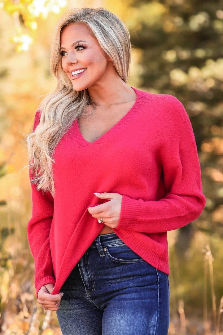 NK-01 Small CBRAND All Smiles Knit Sweater - Red 7 NK-01 Small CBRAND All Smiles Knit Sweater - Red