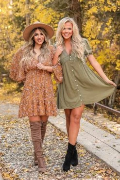 Newbury Kustom Delilah Lace Trim Dress - Olive Small