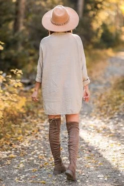 Newbury Kustom Large Soft Spot Button Front Tunic - Stone