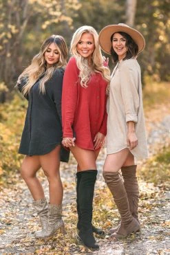 Newbury Kustom Large Soft Spot Button Front Tunic - Stone