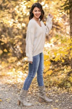 PR-01 Small CBRAND Back To Basics Cable Knit Sweater - Oatmeal