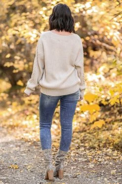 PR-01 Small CBRAND Back To Basics Cable Knit Sweater - Oatmeal