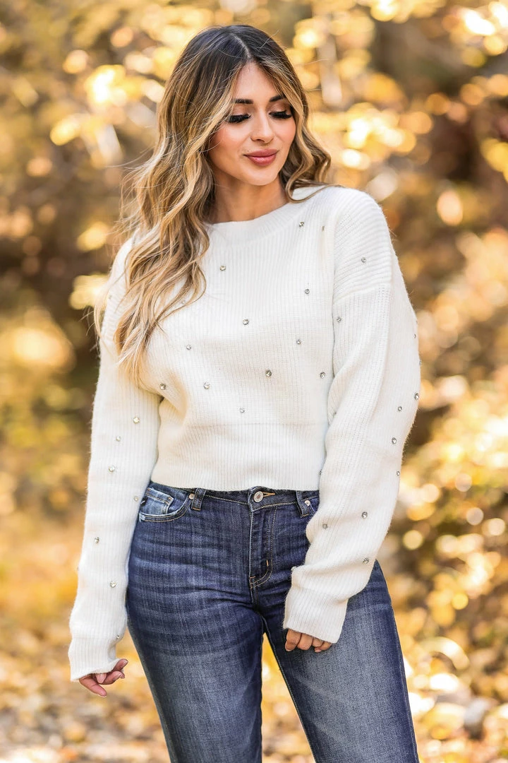 MA-01 Medium CBRAND Starry Night Crystal Sweater - White 6 MA-01 Medium CBRAND Starry Night Crystal Sweater - White