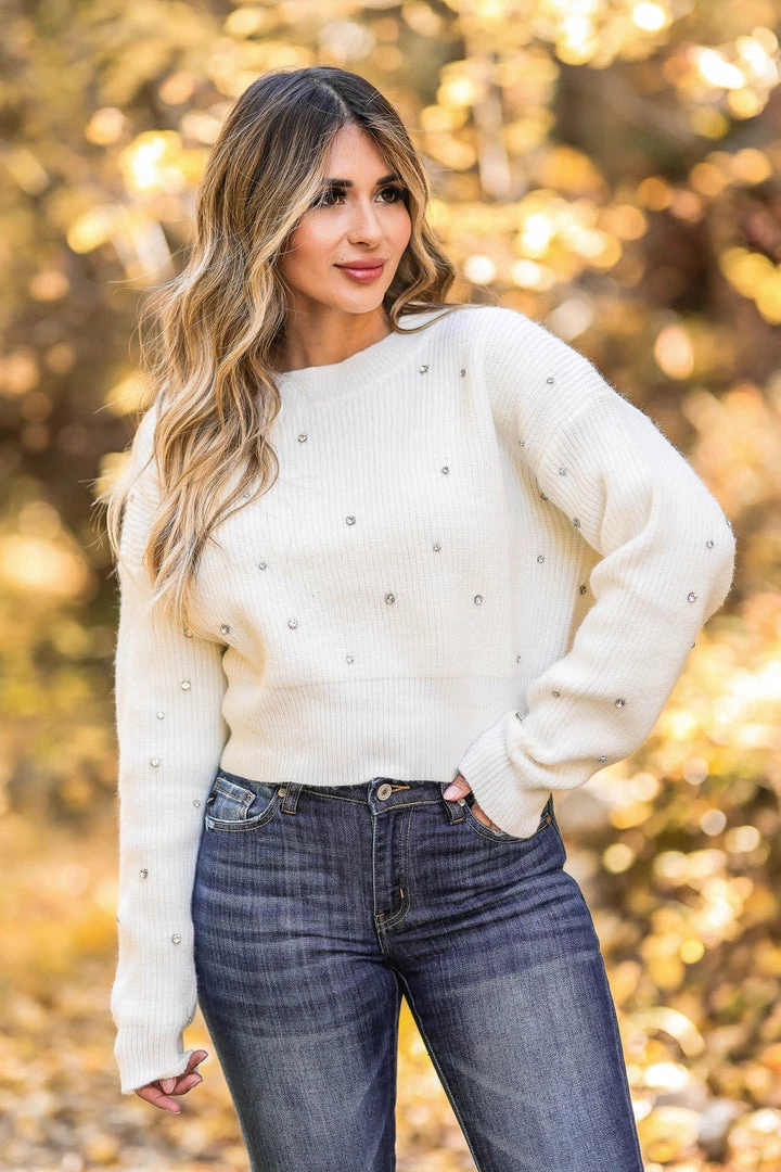 MA-01 Medium CBRAND Starry Night Crystal Sweater - White 3 MA-01 Medium CBRAND Starry Night Crystal Sweater - White