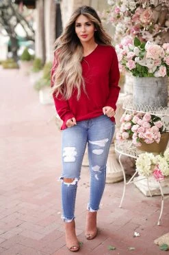 Newbury Kustom Go With The Flow Sweater - Cranberry