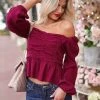 Newbury Kustom Belle Of The Ball Long Sleeve Top - Merlot 1 Newbury Kustom Belle Of The Ball Long Sleeve Top - Merlot