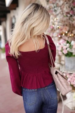 Newbury Kustom Belle Of The Ball Long Sleeve Top - Merlot