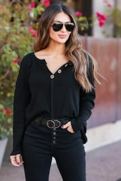 Talk To Me Textured Double Ring Belt - Black New Arrivals