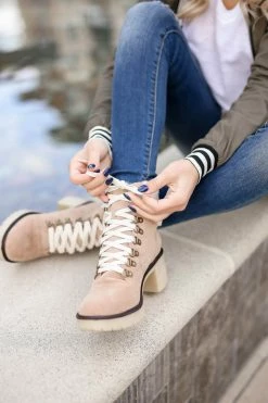 KKE Originals 6 Monroe Sherpa Booties - Khaki