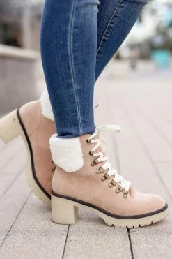 KKE Originals 6 Monroe Sherpa Booties - Khaki