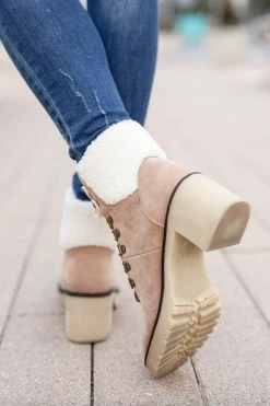 KKE Originals 6 Monroe Sherpa Booties - Khaki