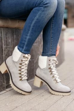 KKE Originals Monroe Sherpa Booties - Grey