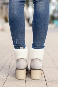 KKE Originals Monroe Sherpa Booties - Grey