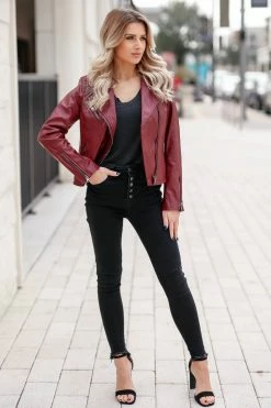 Promesa CBRAND Limitless Vegan Leather Jacket - Wine