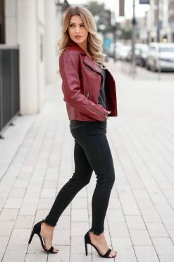 Promesa CBRAND Limitless Vegan Leather Jacket - Wine