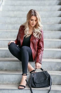Promesa CBRAND Limitless Vegan Leather Jacket - Wine