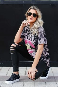 Zutter "Girl Gang" Tie Dye Graphic Tee - Black