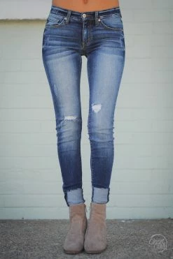 Bottoms KAN CAN Raw Hem Jeans - Medium Wash