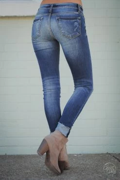 Bottoms KAN CAN Raw Hem Jeans - Medium Wash