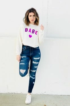 Kan Can Lily High Rise Skinny Distressed Jeans - Dark Wash Bottoms