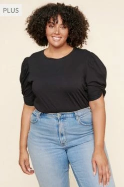 High Standards Puff Sleeve Top - Black New Arrivals